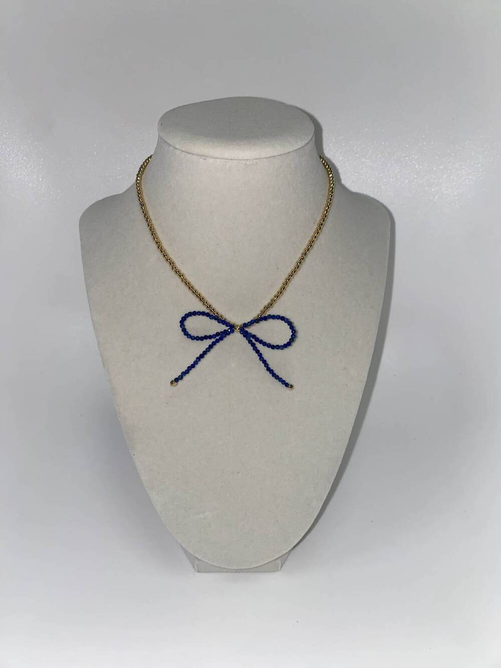 NEW AGUASANTA women's mini beads with beads bow necklace in gold